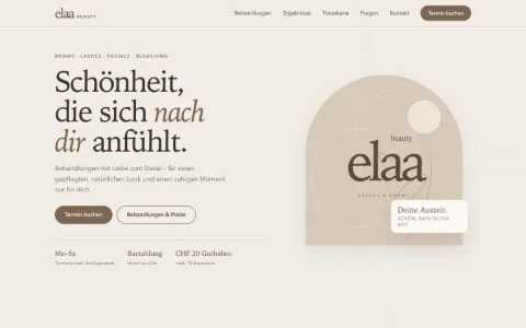 Startseite von Elaa Beauty am Computer